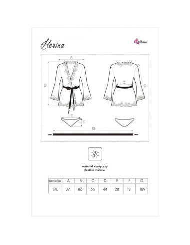 LIVCO CORSETTI FASHION - HERINA LC XG056 JUODOS KELNAITĖS CHALATAS, VIENAS DYDIS