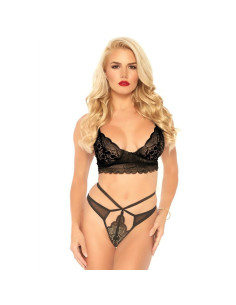 LEG AVENUE - 2 PIECES SET STRAPPY CUT G STRING S-M