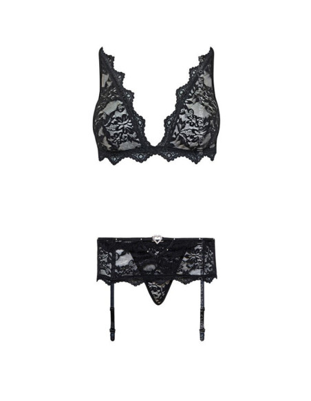 LIVCO CORSETTI FASHION - BELITA LC 90231 BRA PANTY GARTER BELT BLACK S-M