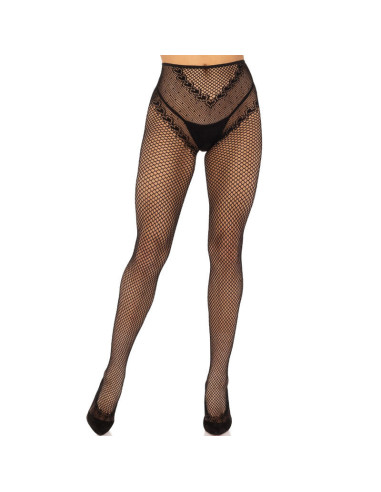 LEG AVENUE - CROTCHLESS FISHNET STOCKINGS BLACK