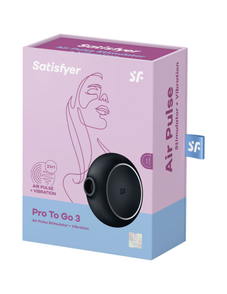 SATISFYER - PRO TO GO 3 DVIGUBAS ORO IMPULSUOTOJAS IR VIBRATORIUS JUODAS