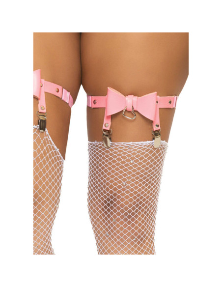 LEG AVENUE - VEGAN LEATHER TIGH HIGH GARTER ONE SIZE - PINK