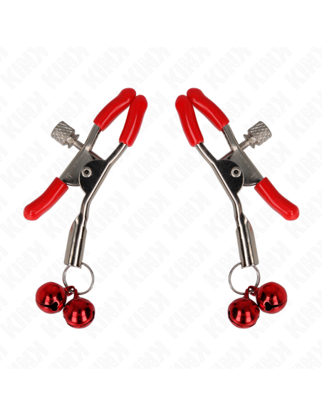 KINK - RED DOUBLE BELL NIPPLE CLAMP RED 6 CM