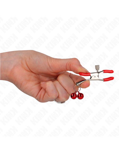 KINK - RED DOUBLE BELL NIPPLE CLAMP RED 6 CM