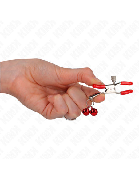 KINK - RED DOUBLE BELL NIPPLE CLAMP RED 6 CM