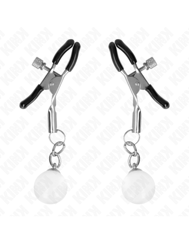 KINK - GLASS BEAD NIPPLE CLAMPS SILVER 6 CM