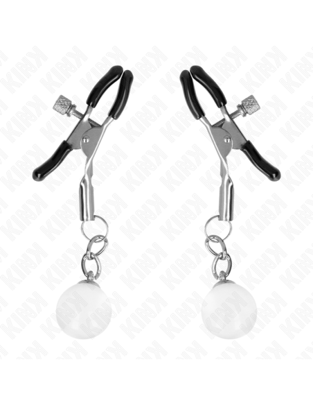 KINK - GLASS BEAD NIPPLE CLAMPS SILVER 6 CM
