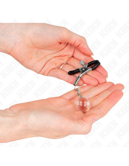 KINK - GLASS BEAD NIPPLE CLAMPS SILVER 6 CM
