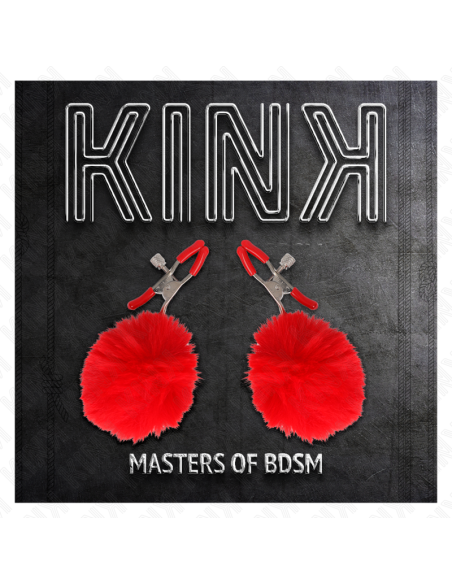 KINK - FAUX FUR BALL NIPPLE CLAMP RED 6 CM