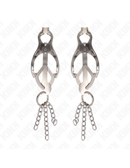 KINK - JAPANESE CLOVER NIPPLE CLAMPS WITH LITTLE CHAINS SILVER
