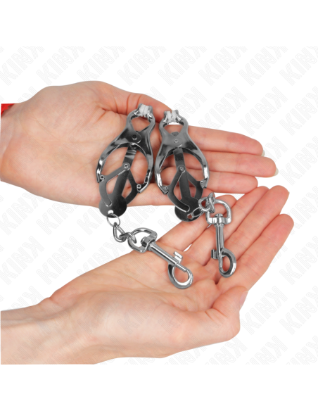 KINK - JAPANESE CLOVER NIPPLE CLAMPS WITH HOOKS SILVER