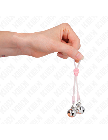 KINK - LUMINOUS SKULL NIPPLE CLAMPS WITH RING BELLS ADJUSTABLE PINK - SILVER
