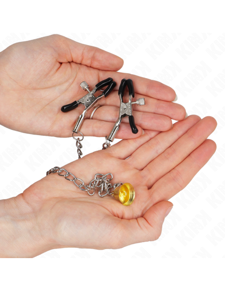 KINK - CHAIN NIPPLE CLAMPS WITH HORN PENDANT 30 CM