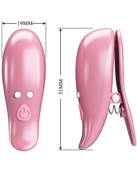 PRETTY LOVE - CAILEY NIPPLE CLAMPS 10 VIBRATIONS REMOTE CONTROL PINK