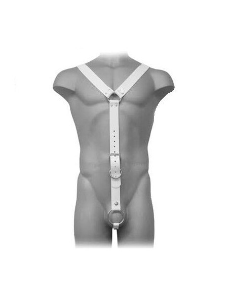 LEATHER BODY - HARNESS MEN WHITE