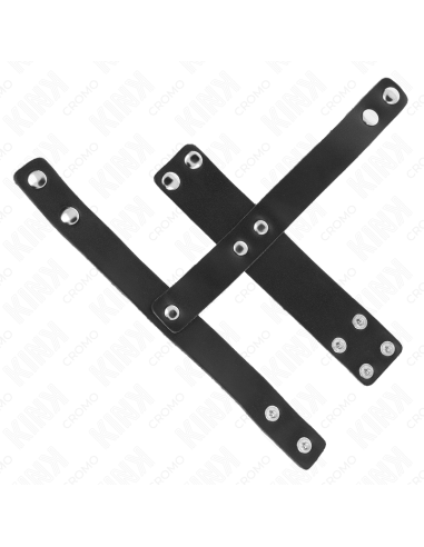 KINK - LEATHER PENIS CAGE RING WITH ADJUSTABLE BALL DIVIDER