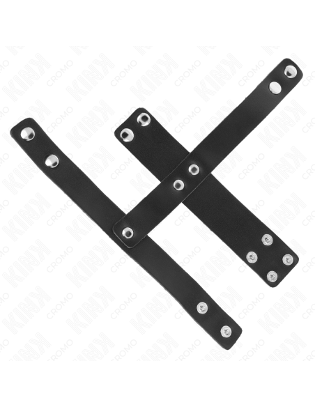 KINK - LEATHER PENIS CAGE RING WITH ADJUSTABLE BALL DIVIDER