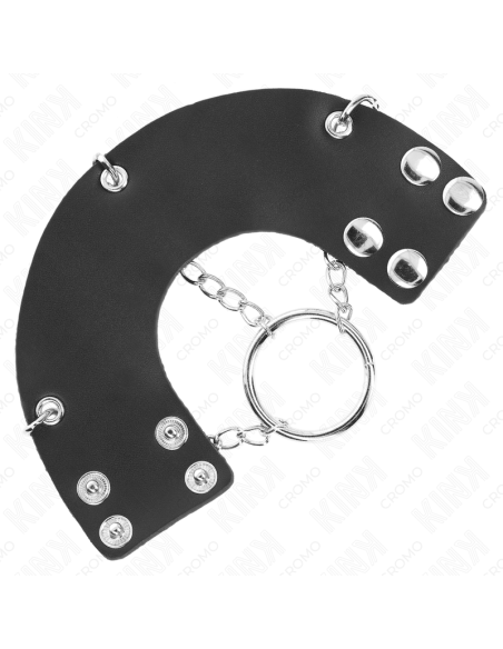 KINK - penio žiedas 4 CM grandinėlė 7 CM metalas su odiniu diržu