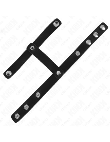 KINK - ADJUSTABLE LEATHER PENIS RING AND BALL DIVIDER STRAP