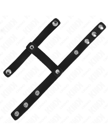 KINK - ADJUSTABLE LEATHER PENIS RING AND BALL DIVIDER STRAP