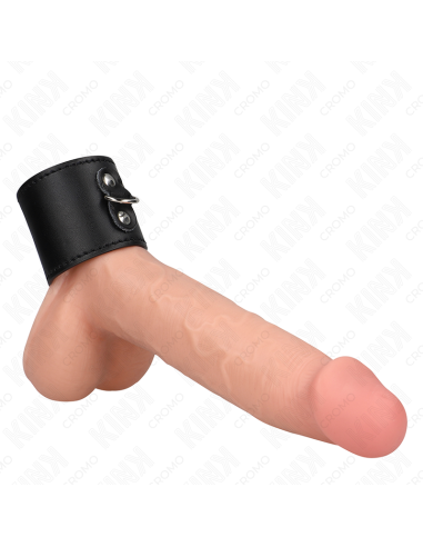 KINK - LEATHER PENIS RING WITH PRESSURE CLOSURE 18 X 5 CM