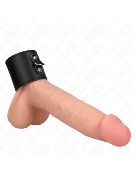 KINK - LEATHER PENIS RING WITH PRESSURE CLOSURE 18 X 5 CM