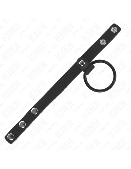 KINK - SILICONE PENIS RING 3.8 CM AND LEATHER BALL DIVIDER 22 X 1.5 CM