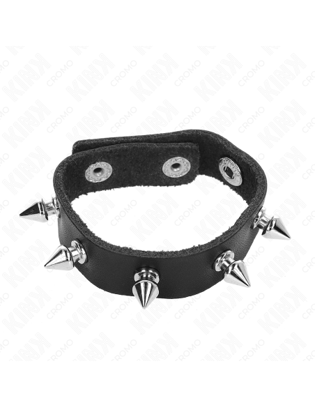 KINK - LEATHER PENIS RING WITH SPIKES 21.5 X 1.6 CM