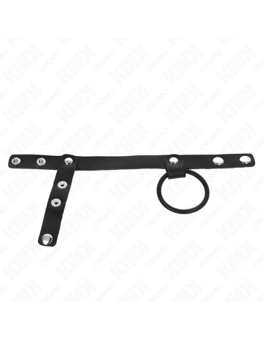 KINK - SILICONE PENIS RING 3.8 CM WITH BALL DIVIDER AND LEATHER STRAP 22 X 1.5 CM