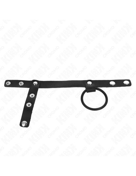 KINK - SILICONE PENIS RING 3.8 CM WITH BALL DIVIDER AND LEATHER STRAP 22 X 1.5 CM