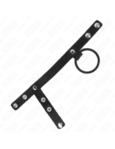 KINK - SILICONE PENIS RING 3.8 CM WITH BALL DIVIDER AND LEATHER STRAP 22 X 1.5 CM