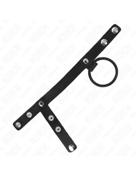 KINK - SILICONE PENIS RING 3.8 CM WITH BALL DIVIDER AND LEATHER STRAP 22 X 1.5 CM
