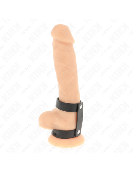 KINK - ADJUSTABLE DOUBLE LEATHER PENIS RING