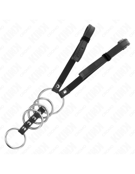 KINK - 5 METALINIAI PENIO ŽIEDAI, 3,8–5 CM, SU ODININIS DIRŽAS, 112 CM