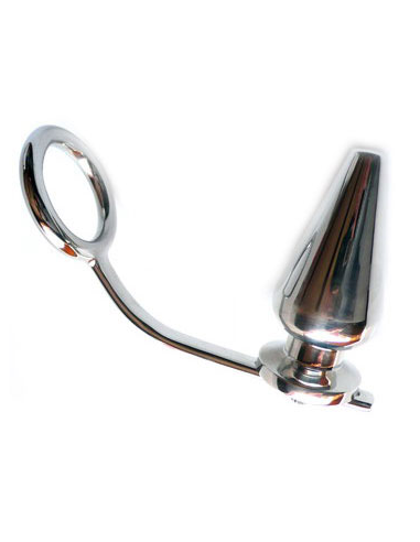 METAL HARD - STEEL RING WITH ANAL PLUG 45 X 50MM