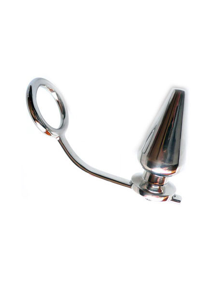 METAL HARD - STEEL RING WITH ANAL PLUG 45 X 50MM
