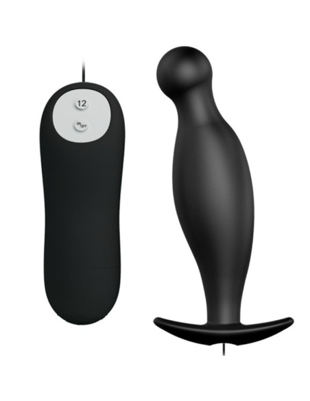 PRETTY LOVE - SILICONE ANAL PLUG 12 VIBRATION MODES BLACK
