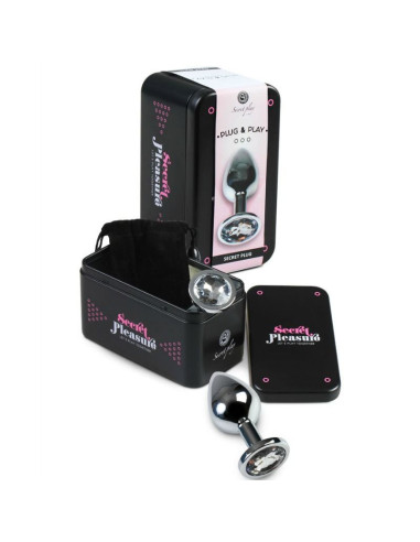 SECRETPLAY - analinis kamštelis, skaidrus, aliuminio, 8 cm