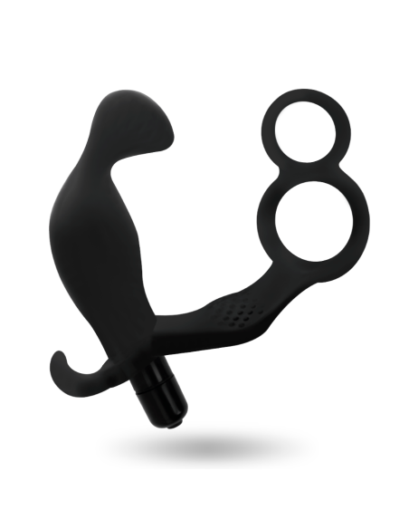 ADDICTED TOYS - ANALINIS KAIŠTIS SU DVIGUBU PENIO ŽIEDU IR JUODOS SĖKLIDĖMIS