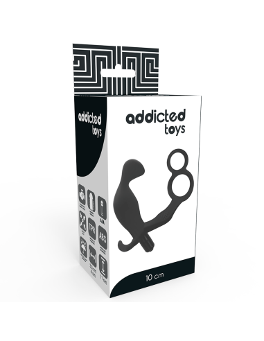 ADDICTED TOYS - ANALINIS KAIŠTIS SU DVIGUBU PENIO ŽIEDU IR JUODOS SĖKLIDĖMIS