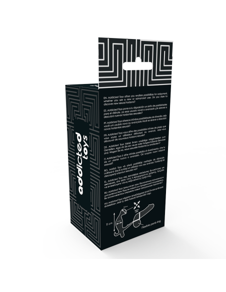 ADDICTED TOYS - ANALINIS KAIŠTIS SU DVIGUBU PENIO ŽIEDU IR JUODOS SĖKLIDĖMIS