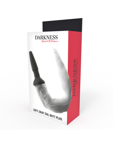 DARKNESS - silikoninis analinis kamštelis su pilka uodegėle