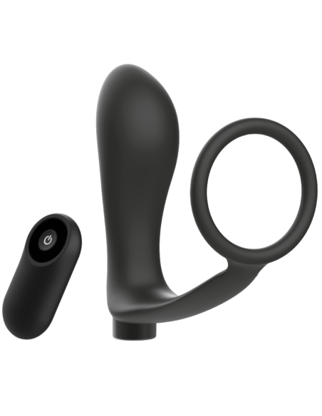 ADDICTED TOYS - PENIS RING WITH REMOTE CONTROL ANAL PLUG BLACK RECHARGEABLE
