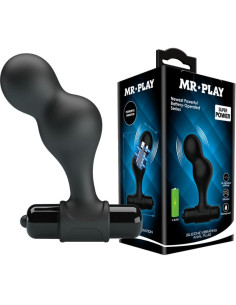 MR PLAY - BLACK SILICONE VIBRATOR ANAL PLUG 2