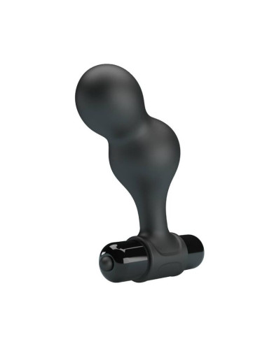 MR PLAY - BLACK SILICONE VIBRATOR ANAL PLUG