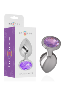 INTENSE - ALUMINUM METAL ANAL PLUG WITH VIOLET CRYSTAL SIZE L