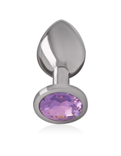INTENSE - ALUMINUM METAL ANAL PLUG WITH VIOLET CRYSTAL SIZE L 2