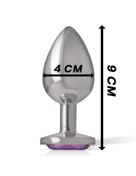 INTENSE - ALUMINUM METAL ANAL PLUG WITH VIOLET CRYSTAL SIZE L