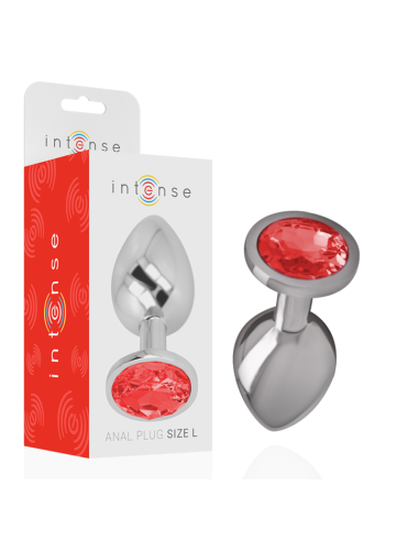INTENSE - ALUMINUM METAL ANAL PLUG WITH RED CRYSTAL SIZE L