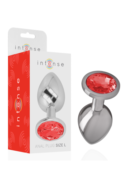 INTENSE - ALUMINUM METAL ANAL PLUG WITH RED CRYSTAL SIZE L